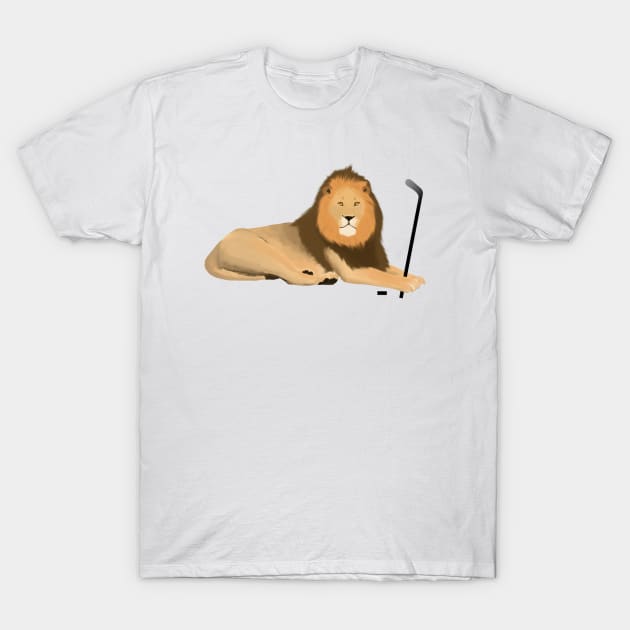 Ice Hockey Lion T-Shirt by College Mascot Designs